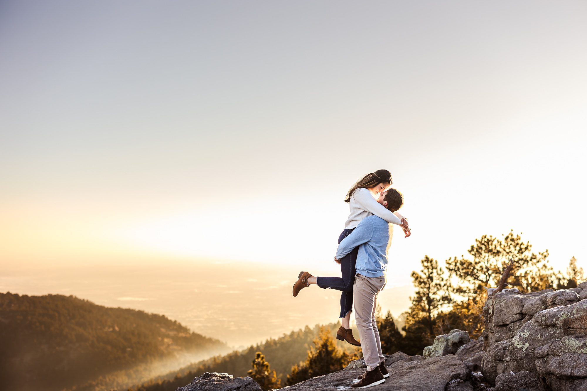 Sunrise Engagement Session at Lost Gulch Overlook in Boulder