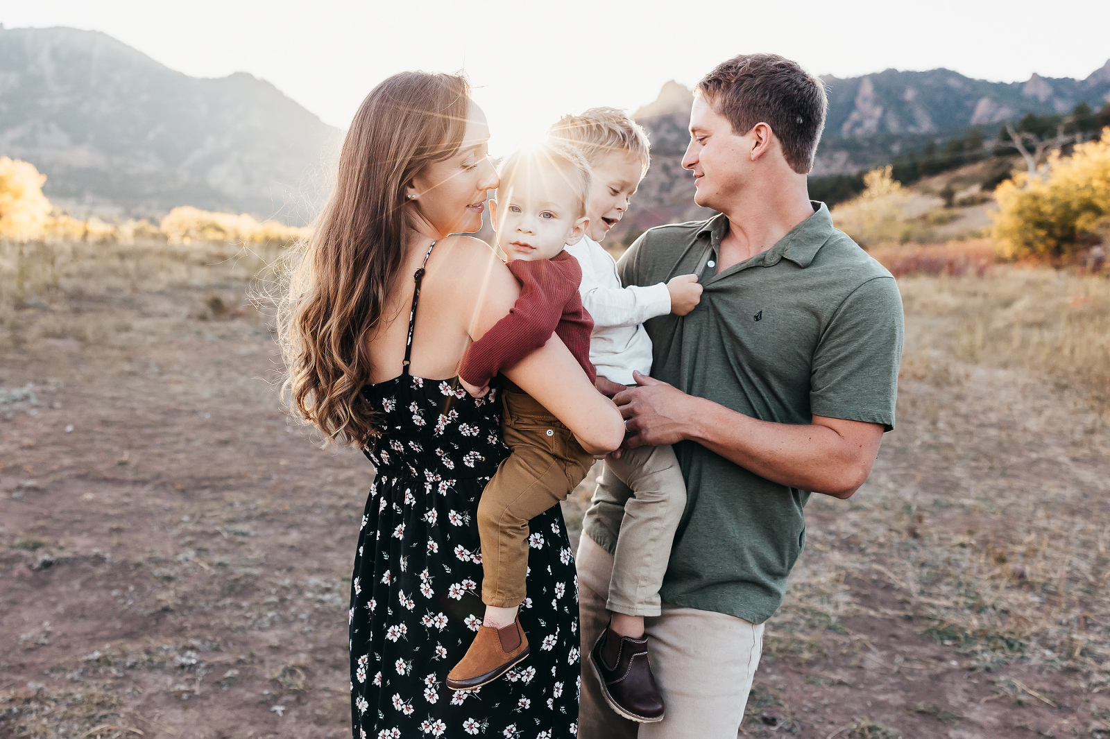 Playful family pictures at South Mesa Trail in Boulder with Colorado Lifestyle Photography